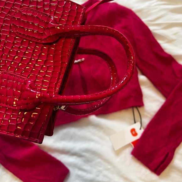 90s y2k style pink Cropped sweater& mini purse - Picture 10 of 11